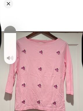 Talbots Pink Embroidered “Sparkle Fish”  Cotton Tee PM EUC